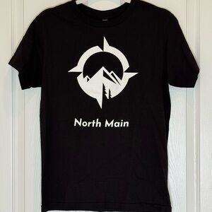 North Main Apparel Black Tee with White Mountain Graphic